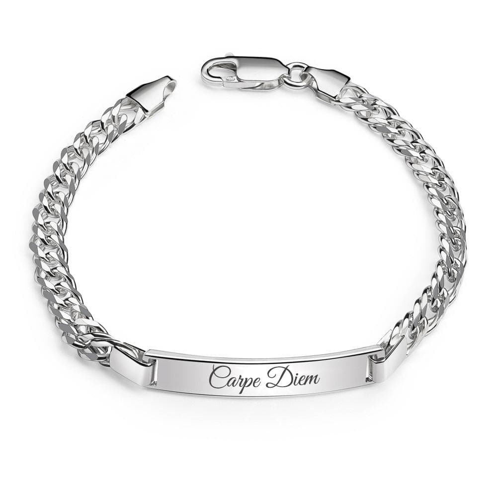 Gourmette argent mailles rombo gravée - 2507