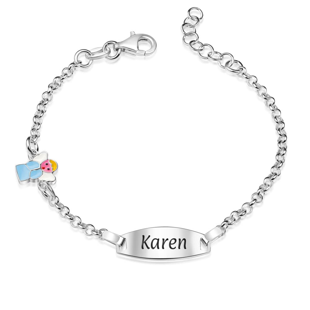 Gourmette argent ange personnalisée - 2511