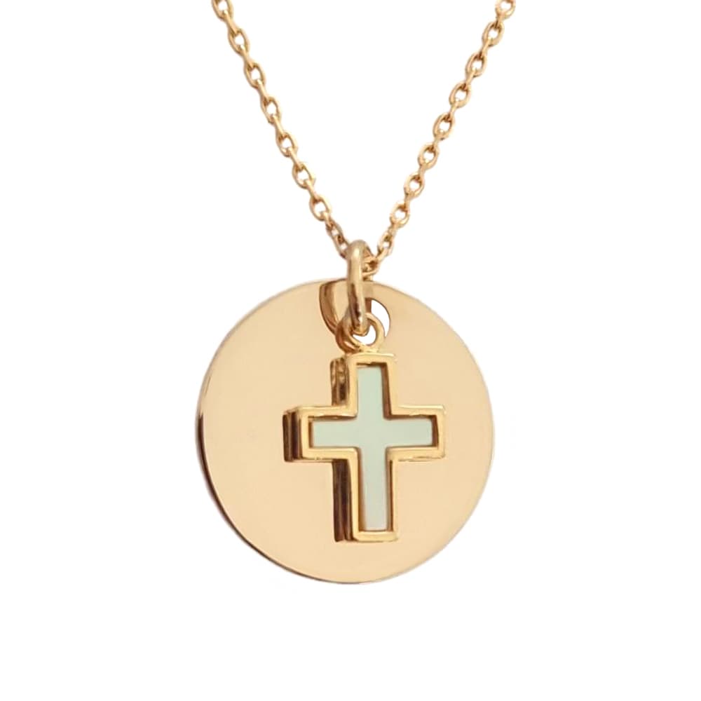 Pendentif médaille croix plaqué or personnalisé - 2585
