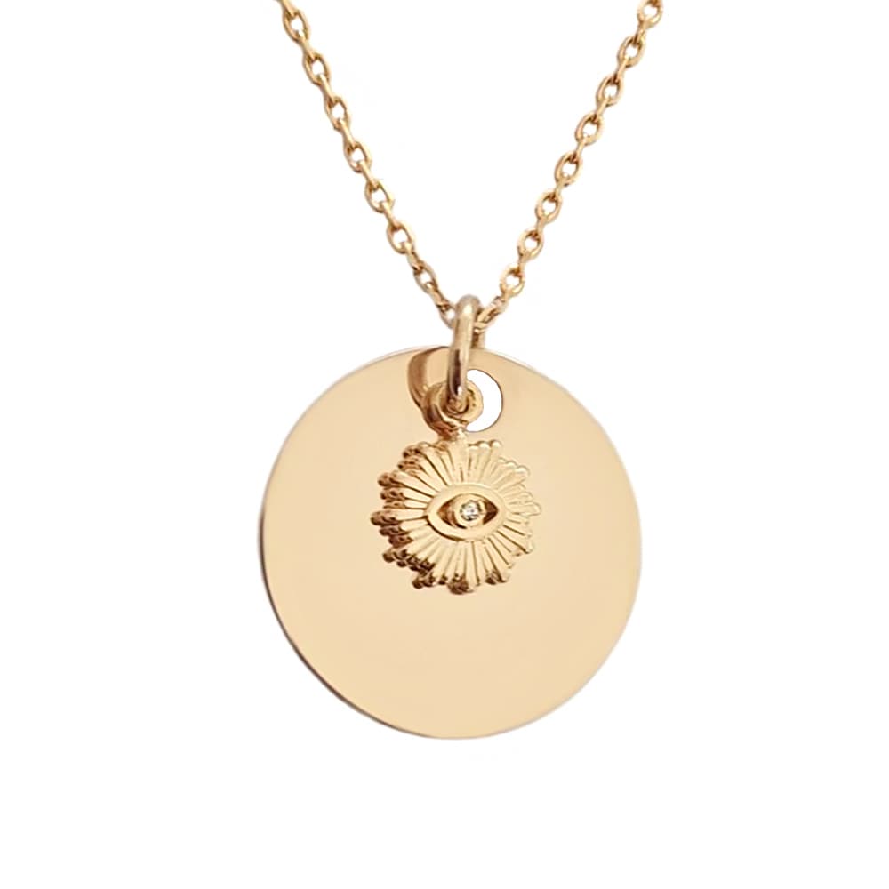 Pendentif oeil de protection plaqué or personnalisé - 2586