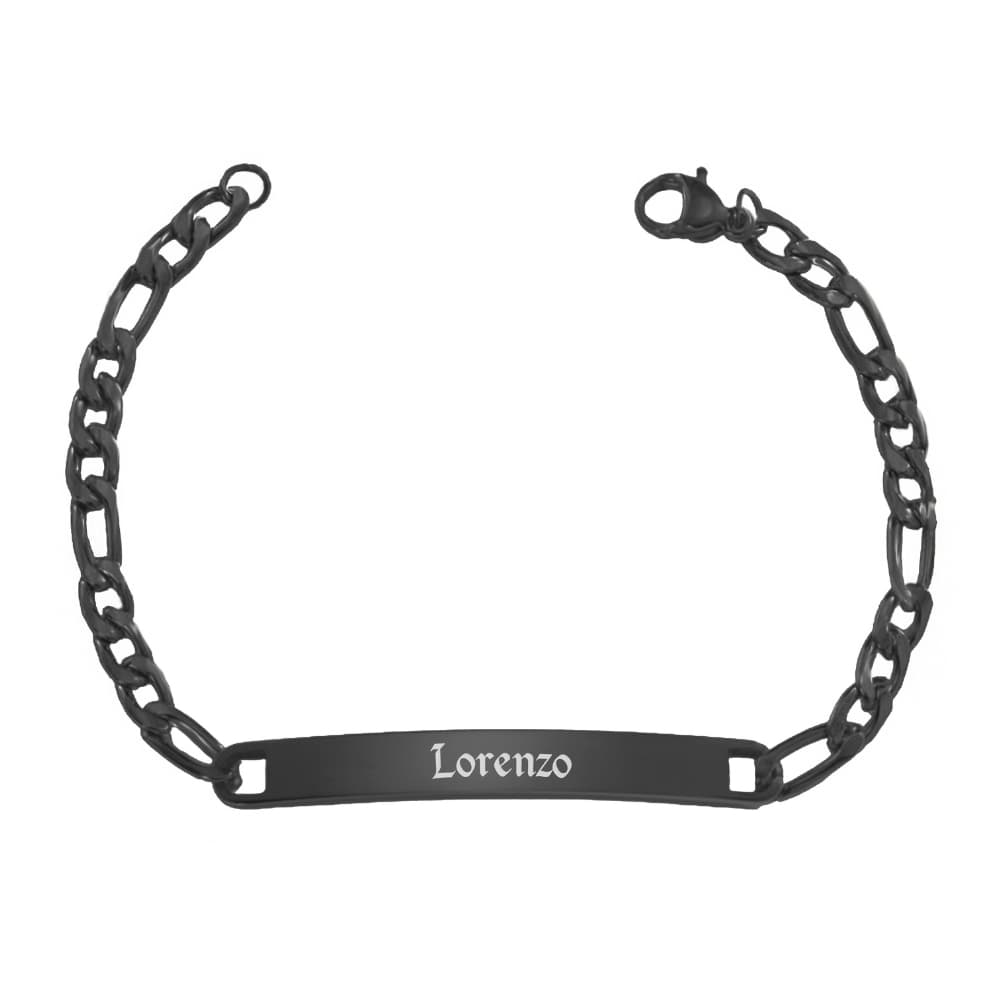Gourmette acier noir personnalisée - 2643