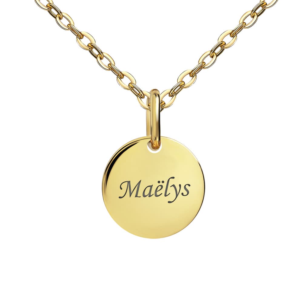 Pendentif or rond personnalisé - 2696
