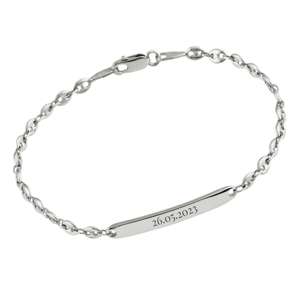 Gourmette grain de café argent personnalisée - 2838