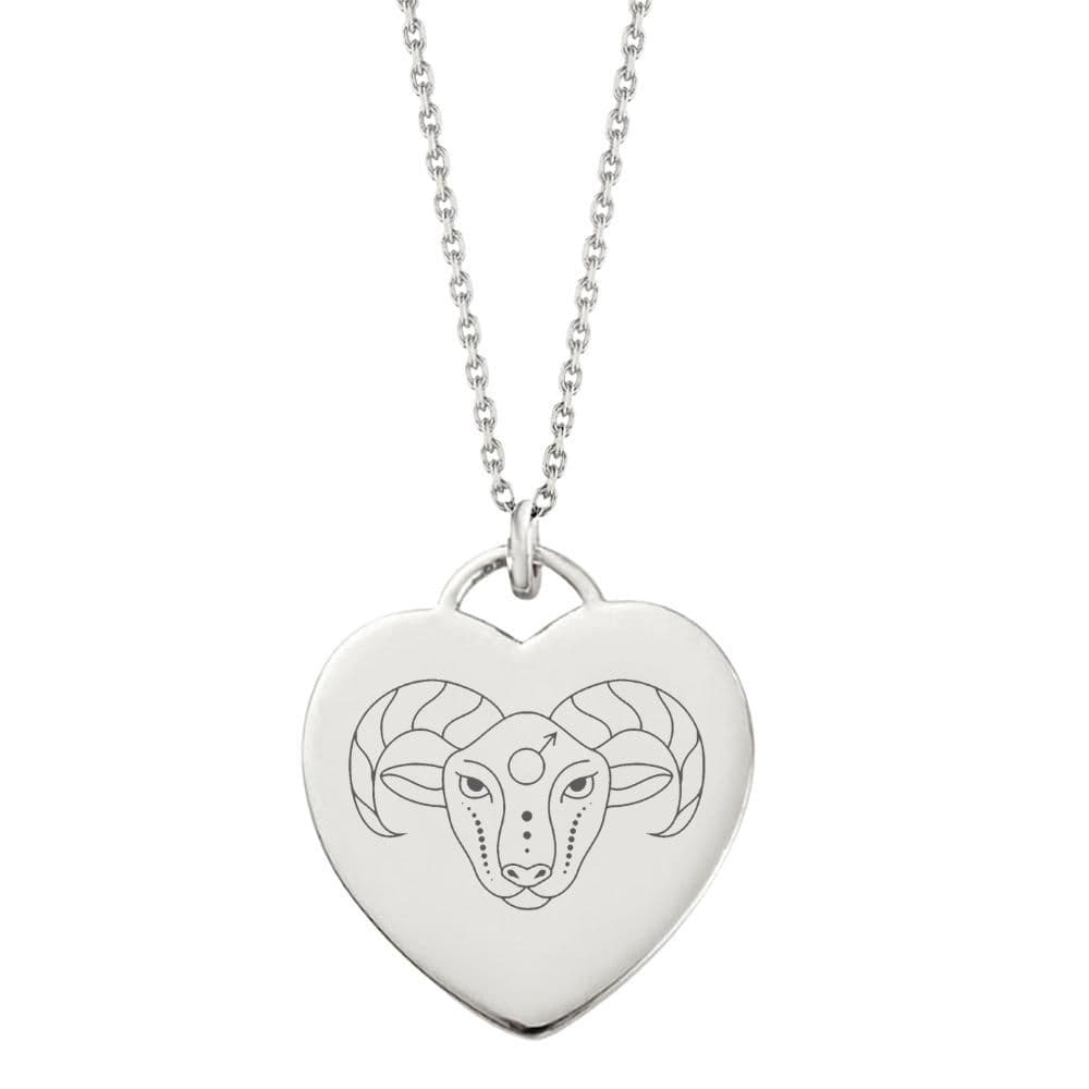 Pendentif cœur argent zodiaque personnalisé - 2867