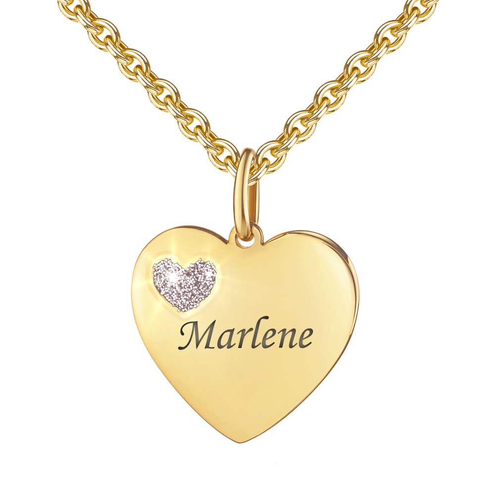 Pendentif cœur argent doré personnalisable - 2893