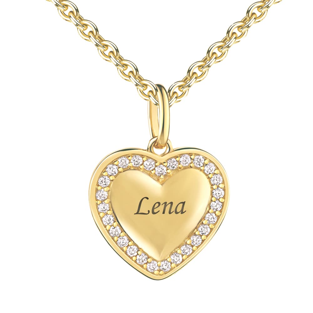 Pendentif cœur argent doré personnalisé - 2894