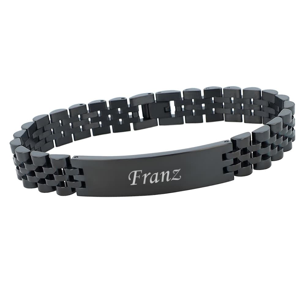 Bracelet acier noir personnalisé - 2932