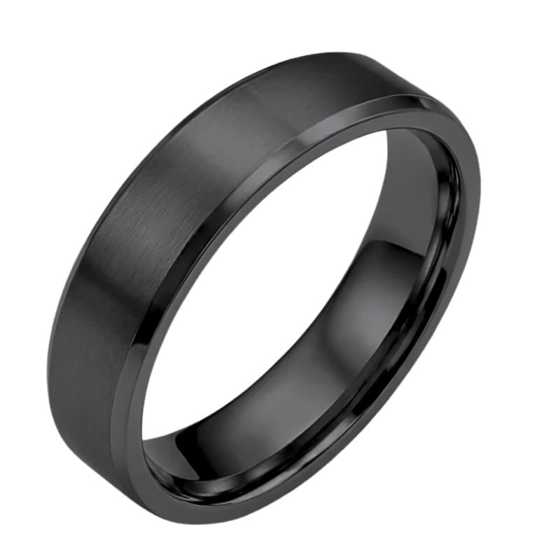Bague acier noire personnalisée - 2935