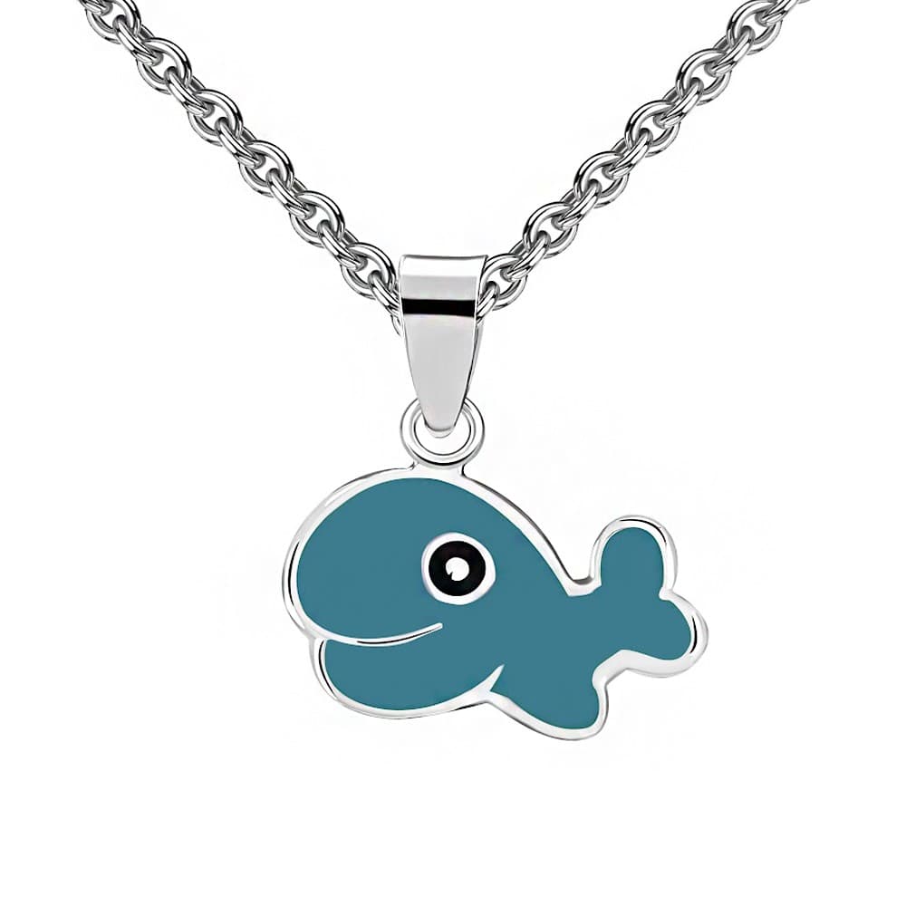 Pendentif baleine bleue émaillé personnalisé - 2938