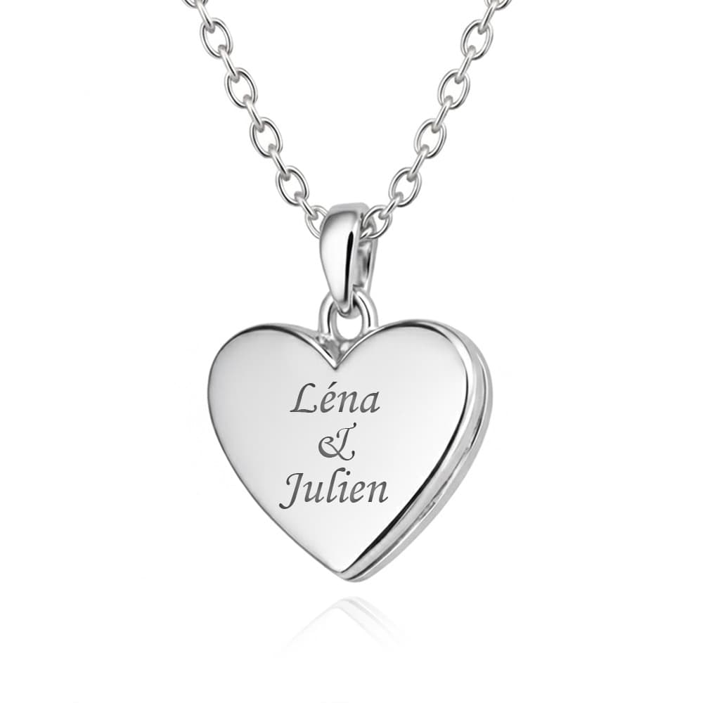 Médaillon cœur argent personnalisé - 2943