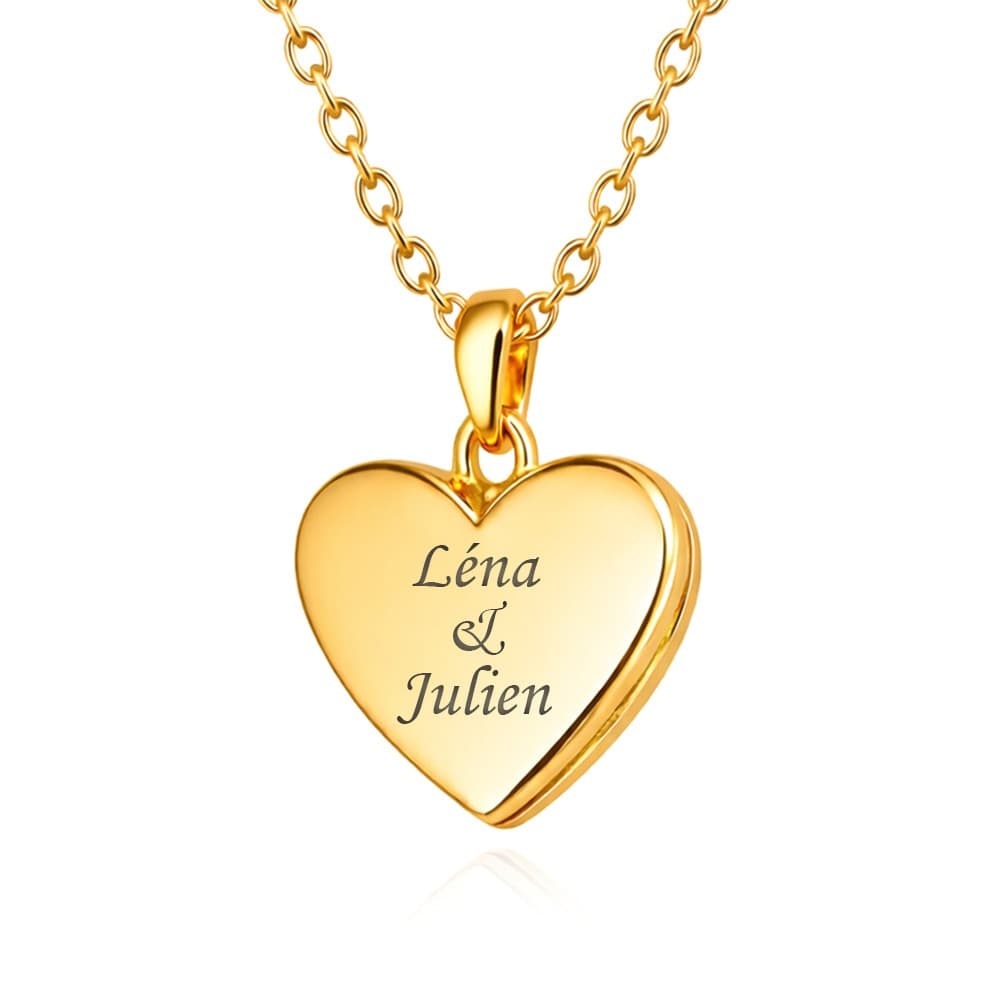 Médaillon cœur argent doré personnalisé - 2944