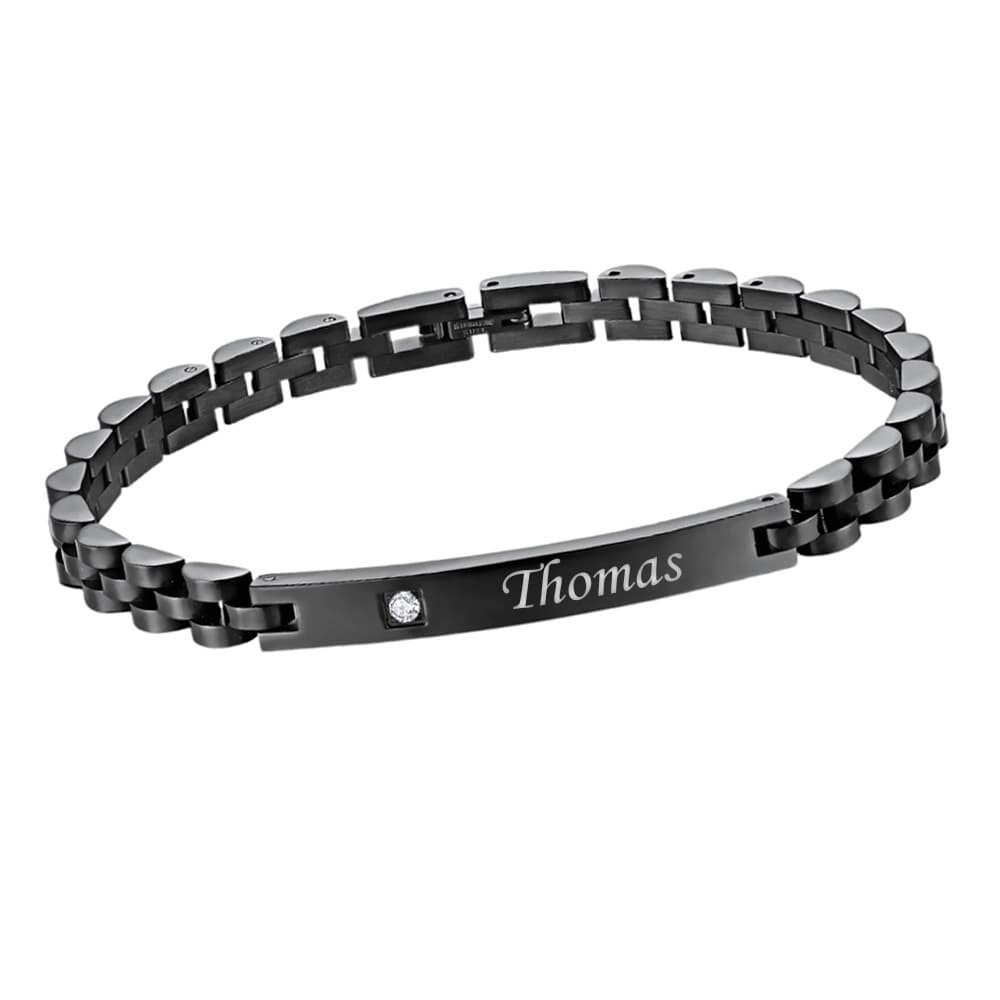 Bracelet acier noir personnalisé - 2947