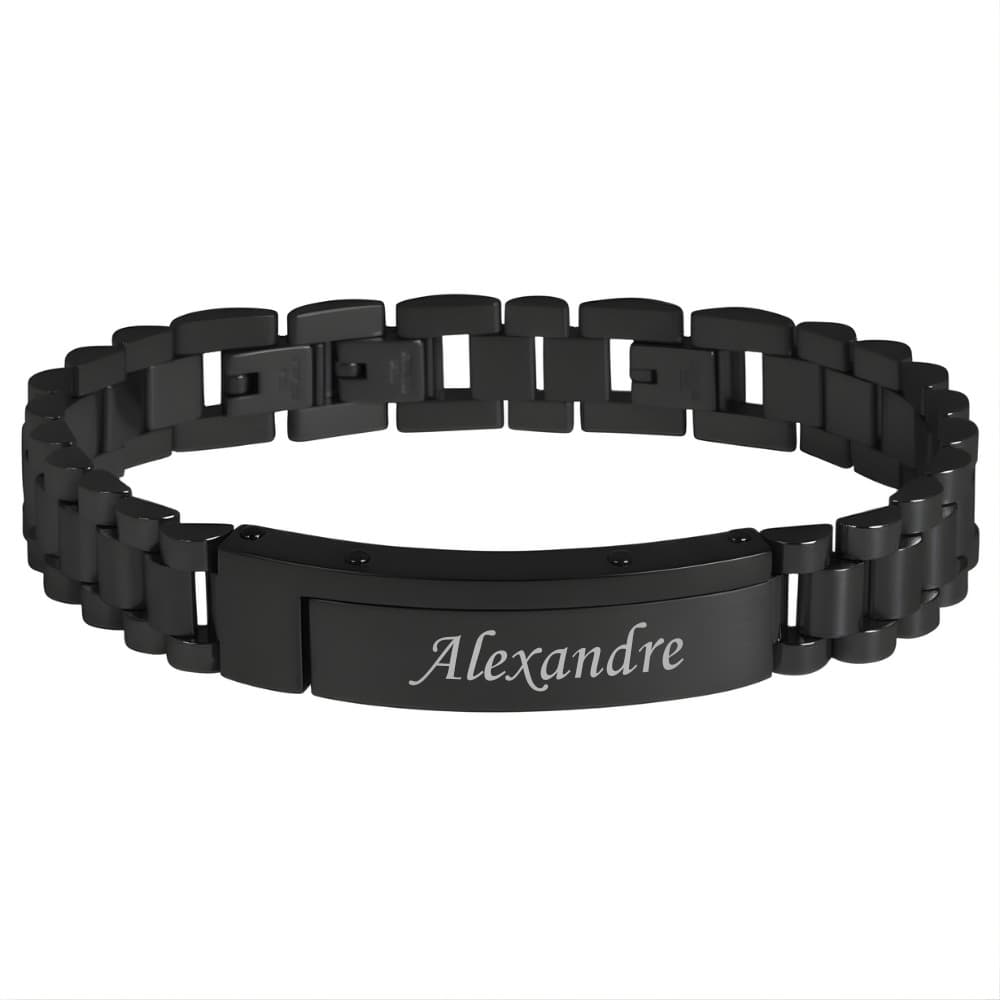 Bracelet acier noir personnalisé - 2948