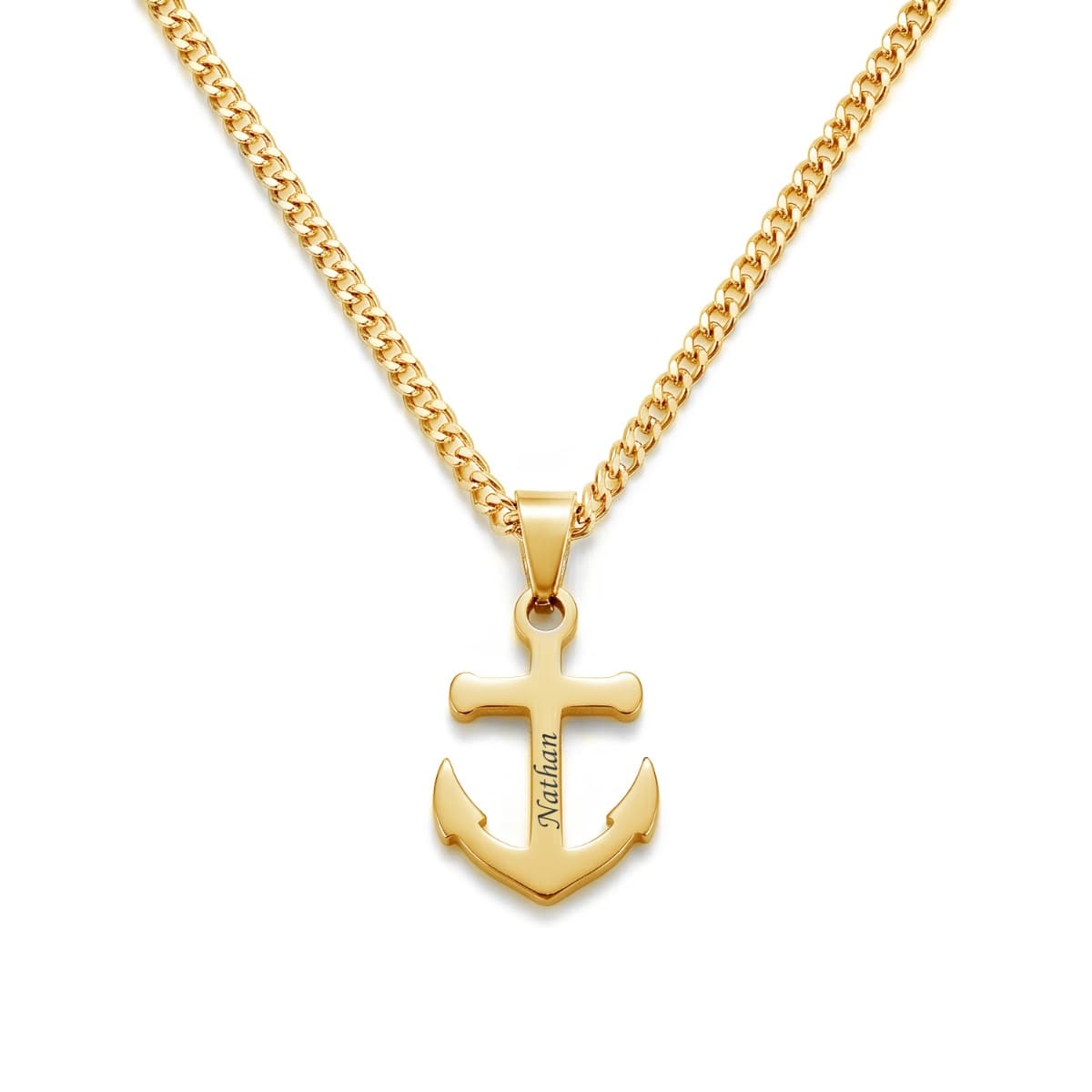 Pendentif ancre acier doré personnalisé - 2961