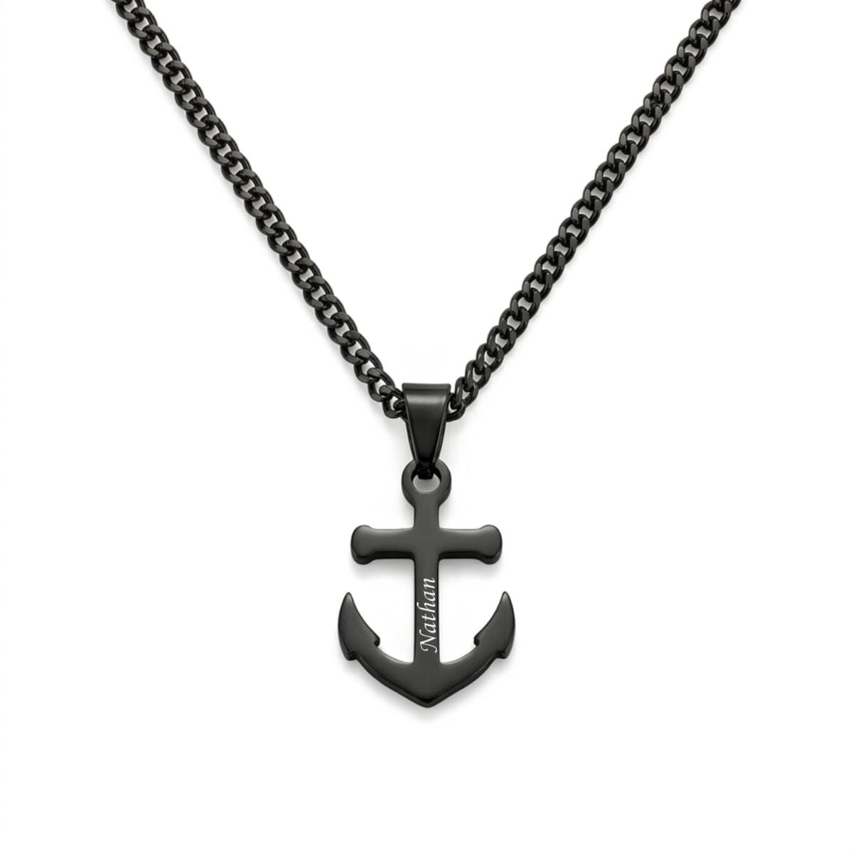 Pendentif ancre acier noir personnalisé - 2962