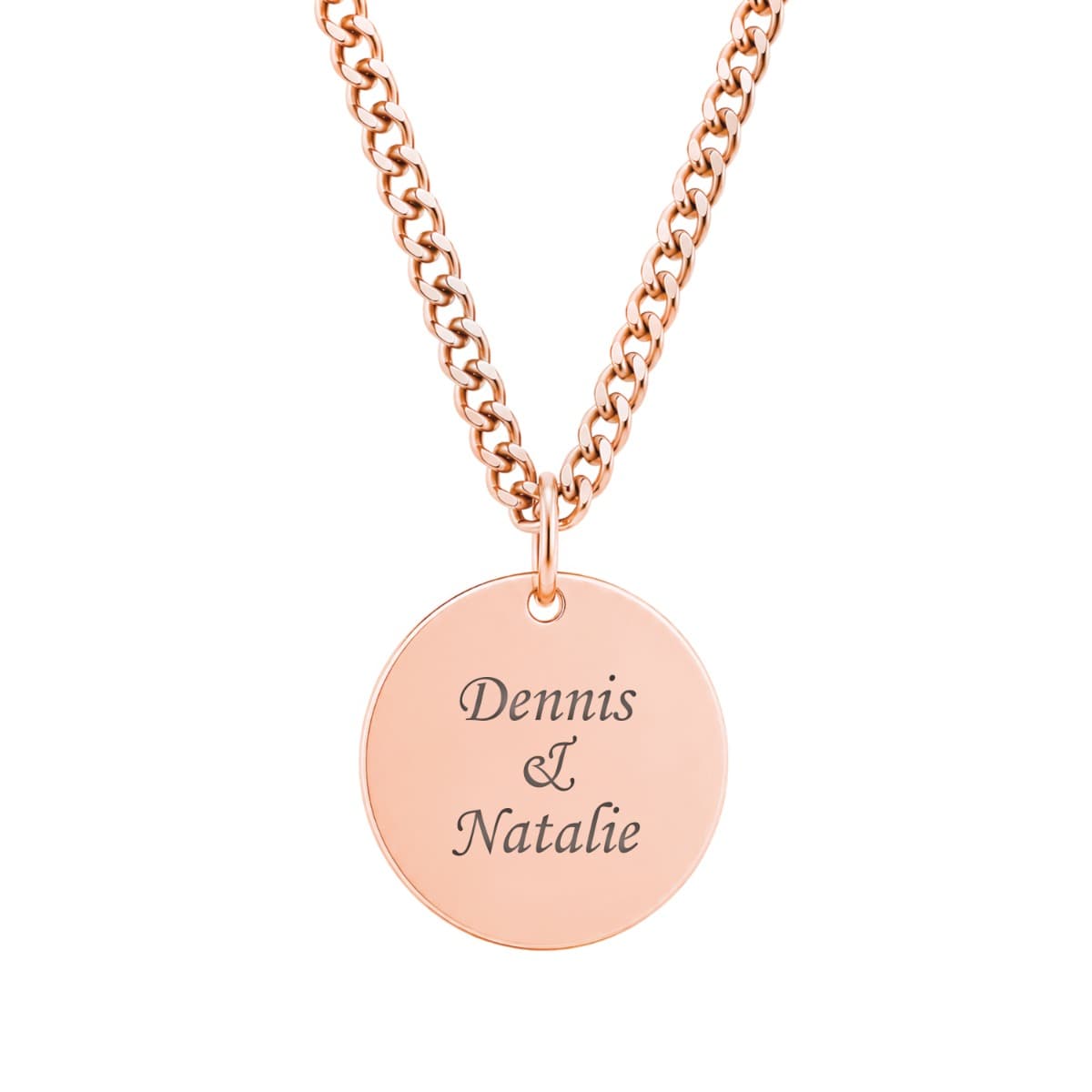 Pendentif rond acier rosé personnalisé - 2965