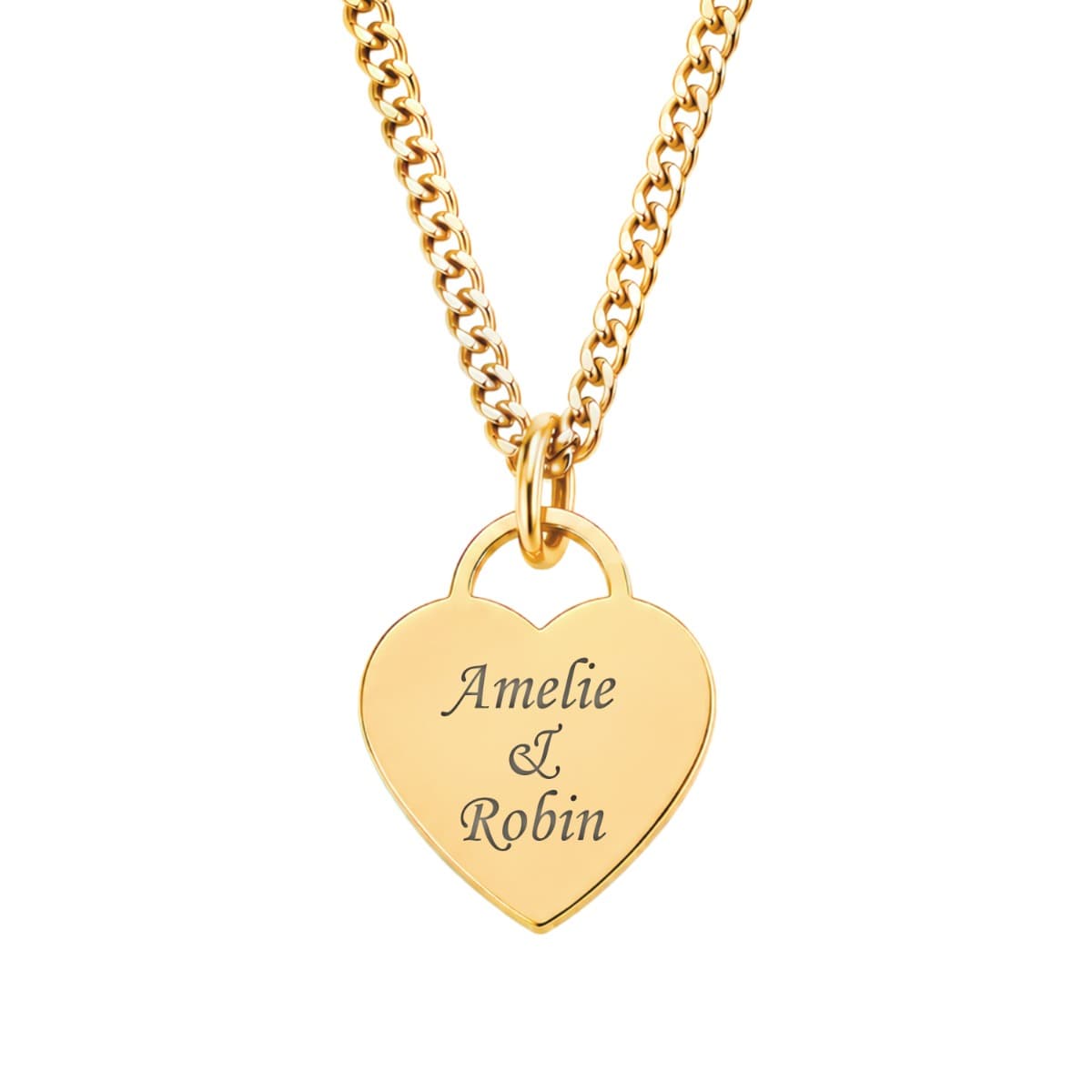 Pendentif coeur acier doré personnalisé - 2967