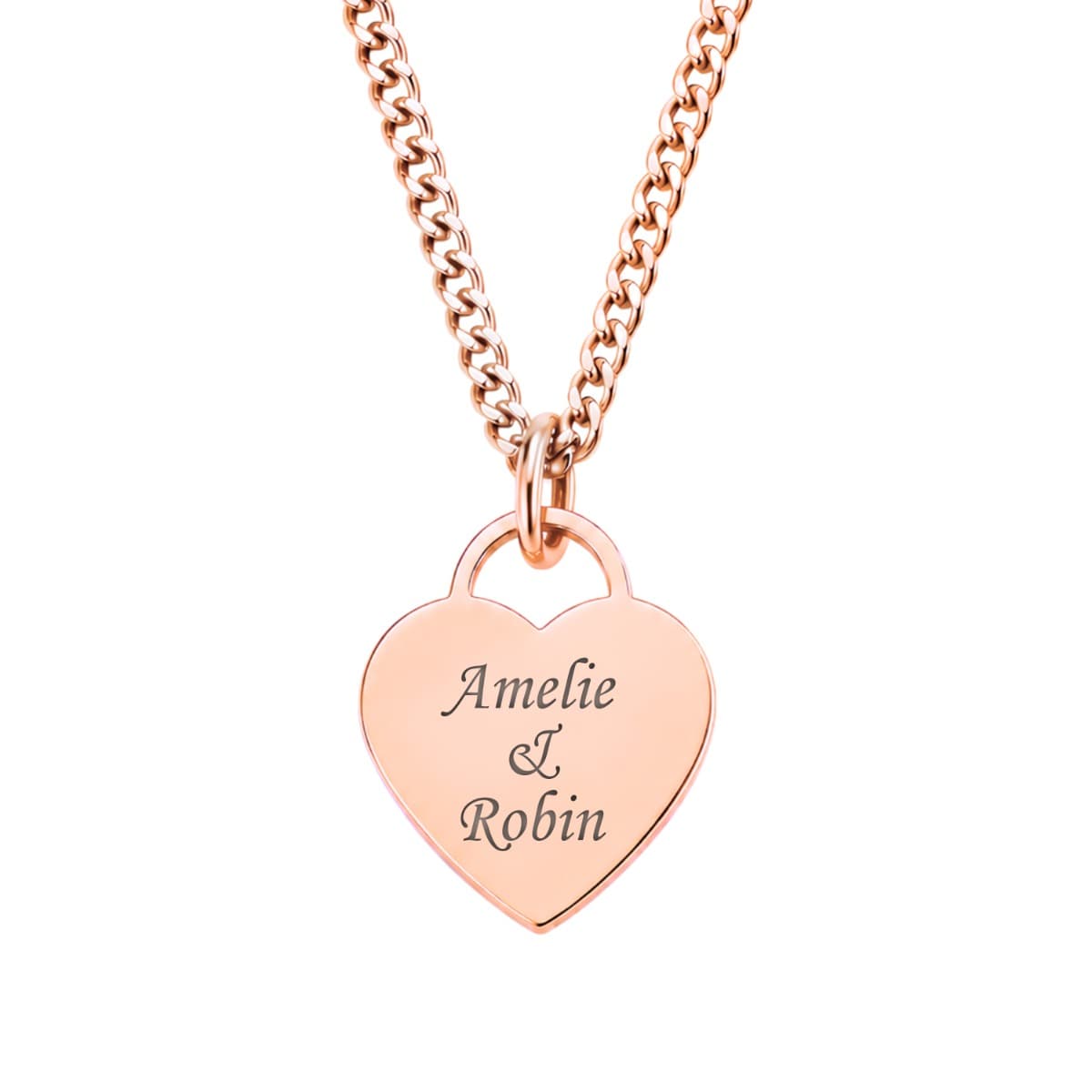 Pendentif coeur acier rosé personnalisé - 2968