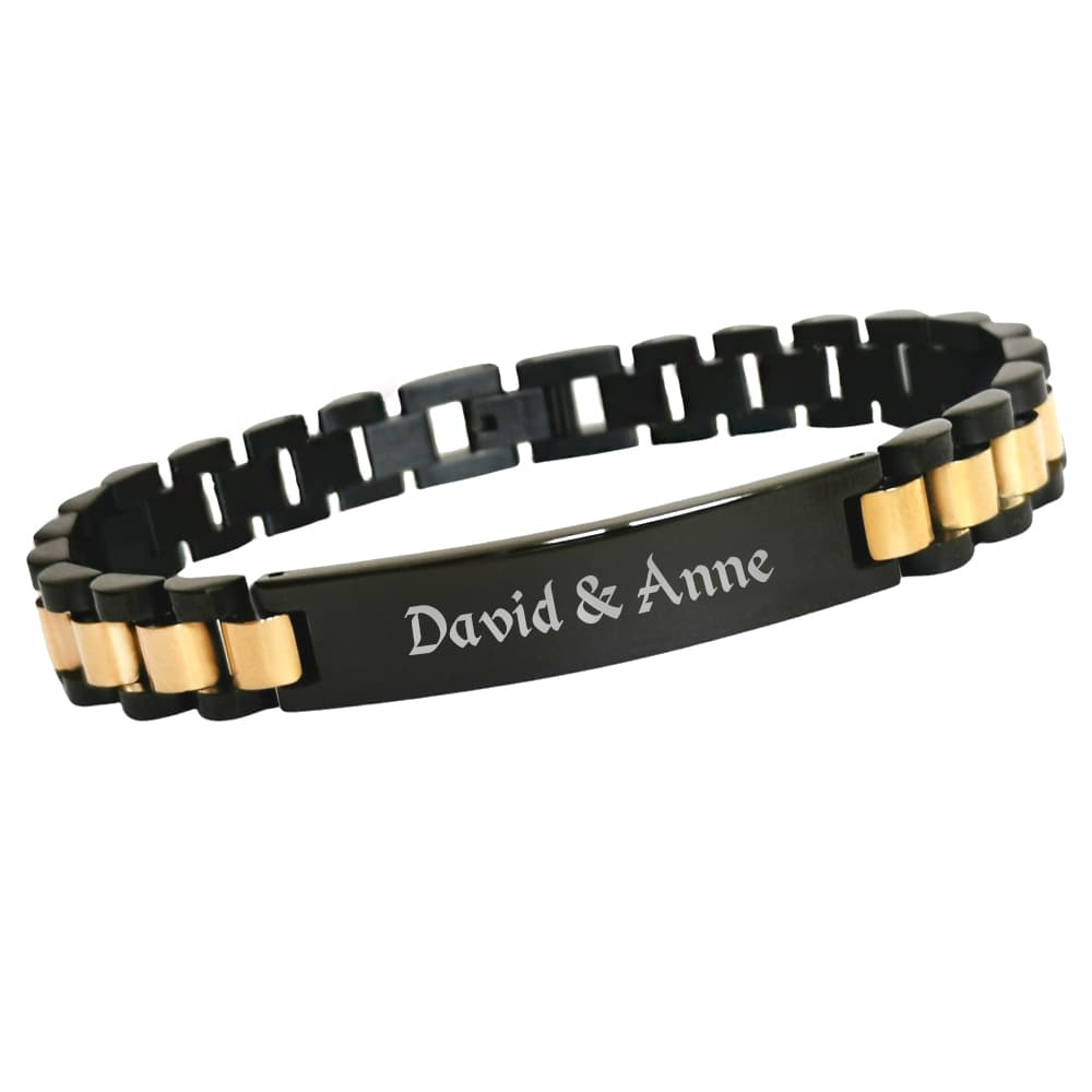 Bracelet acier bicolore noir personnalisé - 2860