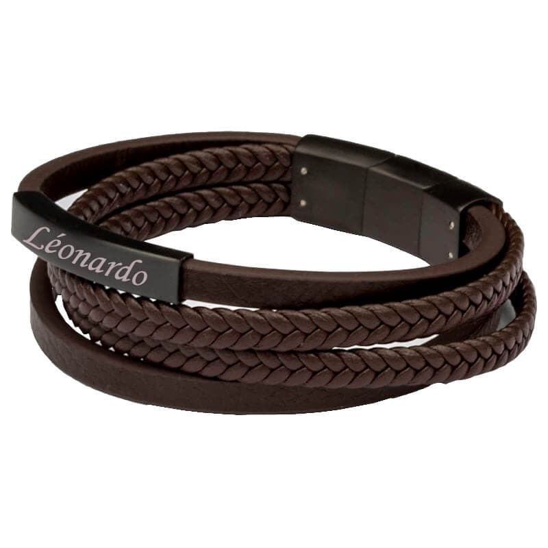 Bracelet cuir marron personnalisé -1866
