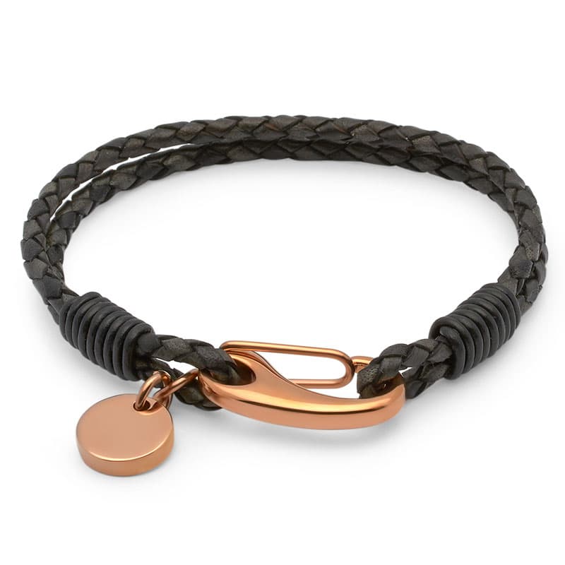 Bracelet cuir noir personnalisé - 1496