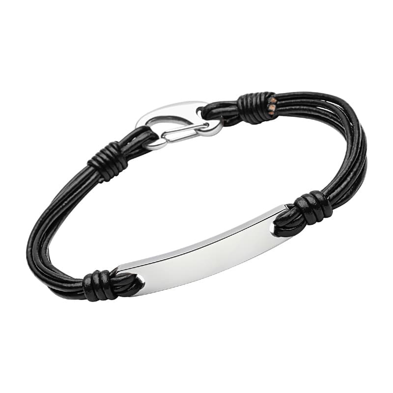 Bracelet cuir noir personnalisé - 1795