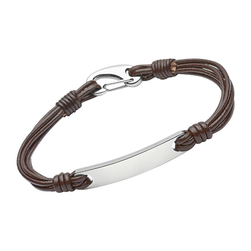 Bracelet cuir marron personnalisé - 1796