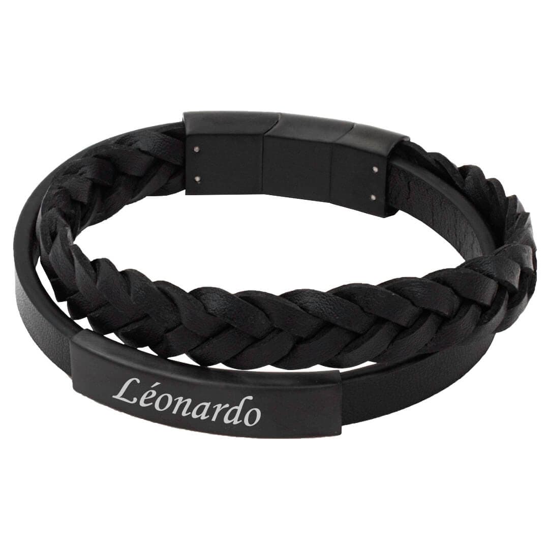 Bracelet cuir noir personnalisé -2297