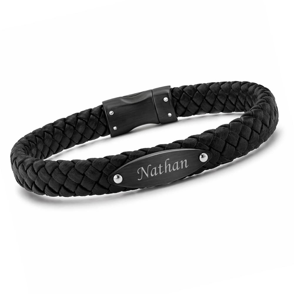 Bracelet cuir tressé personnalisable - 2370