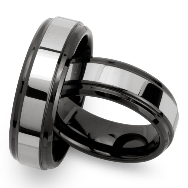 Bagues duo tungstène personnalisées - 0242