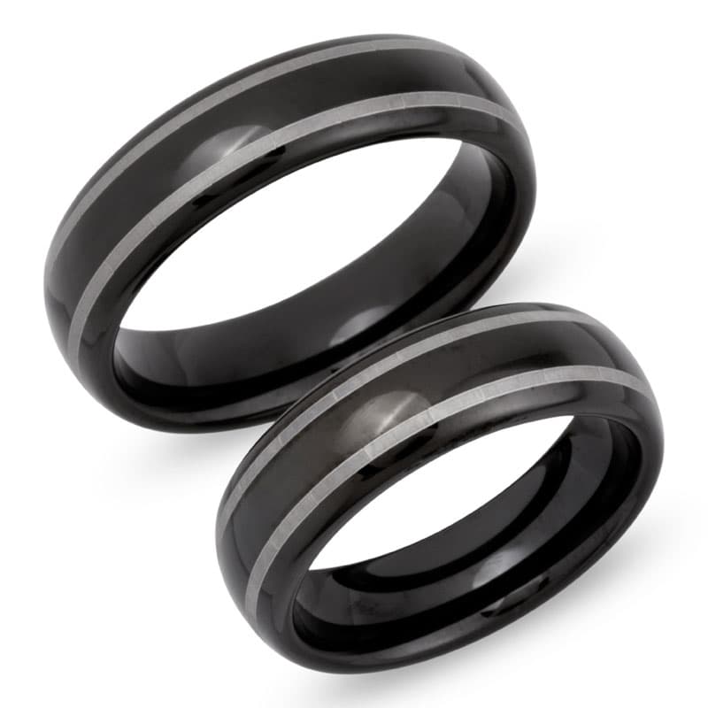 Bagues duo tungstène personnalisées- 0243