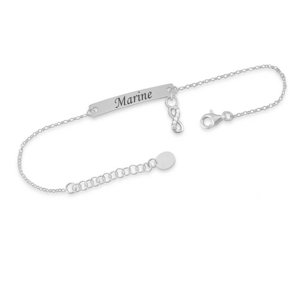 Gourmette argent infini personnalisée - 2312