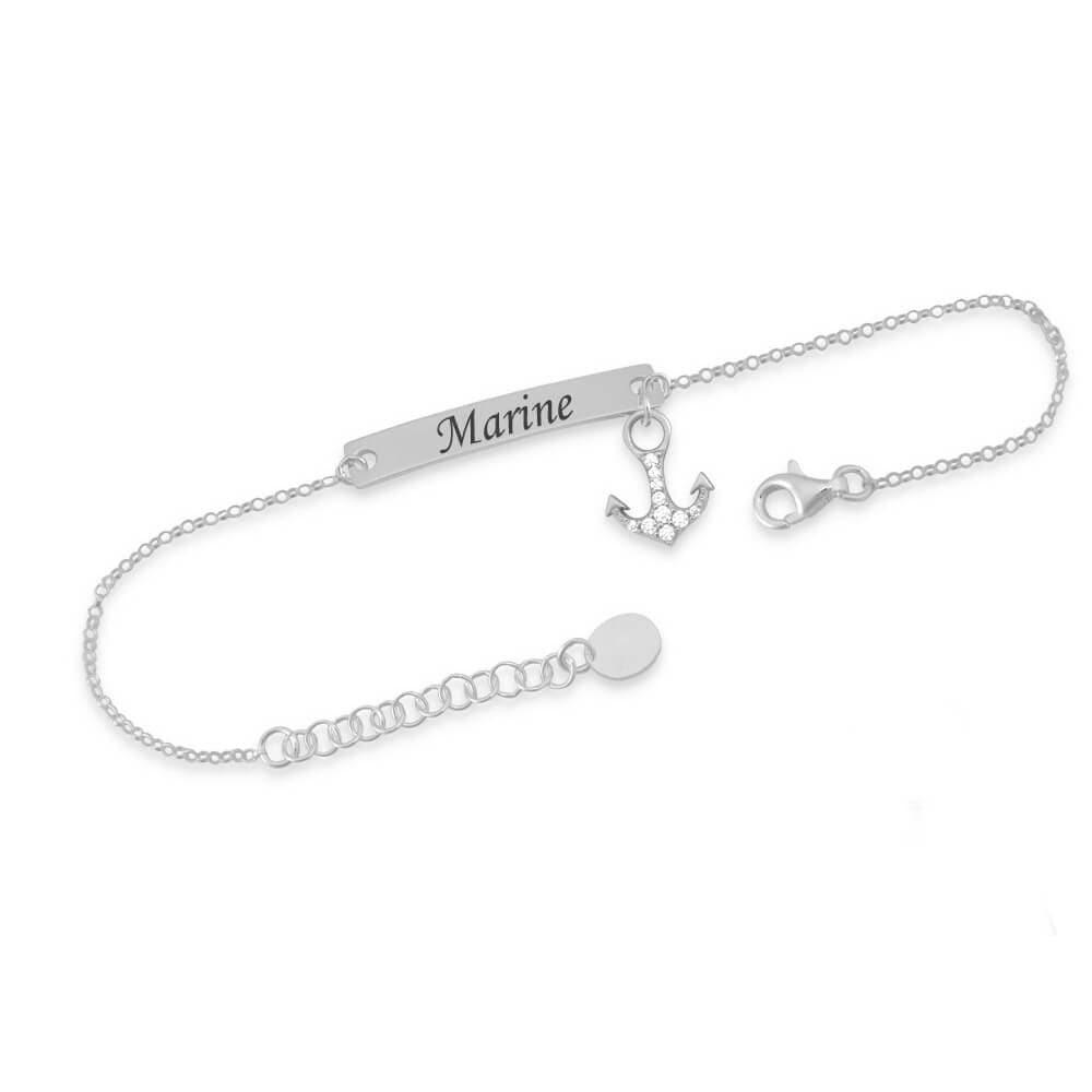 Gourmette argent ancre personnalisée - 2311