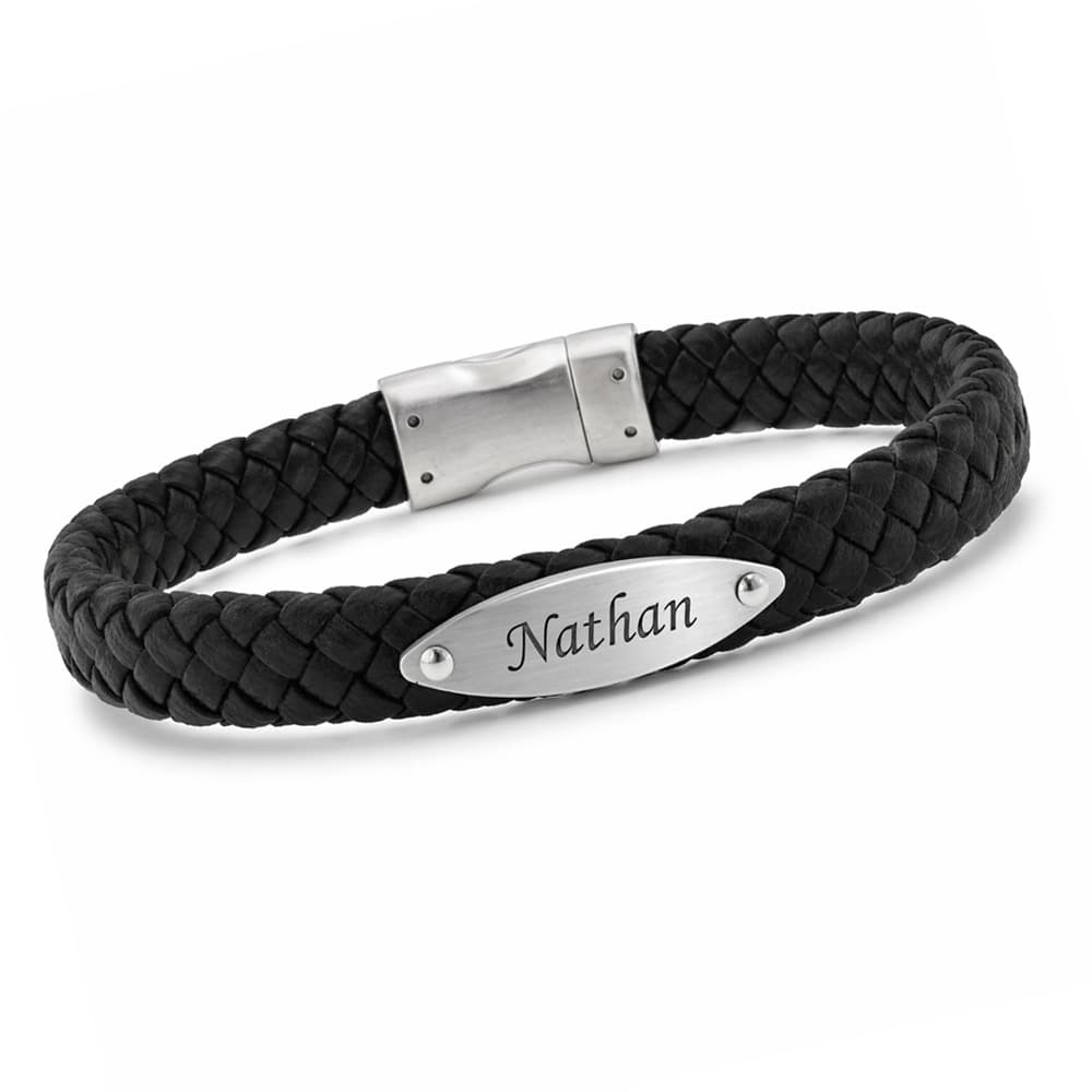 Bracelet cuir tressé personnalisable - 2369