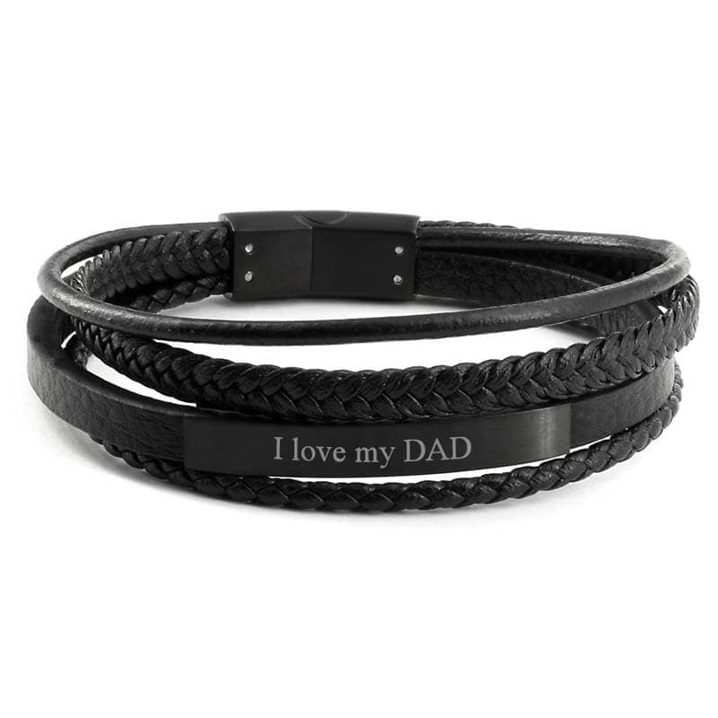 Bracelet cuir noir personnalisé - 2194