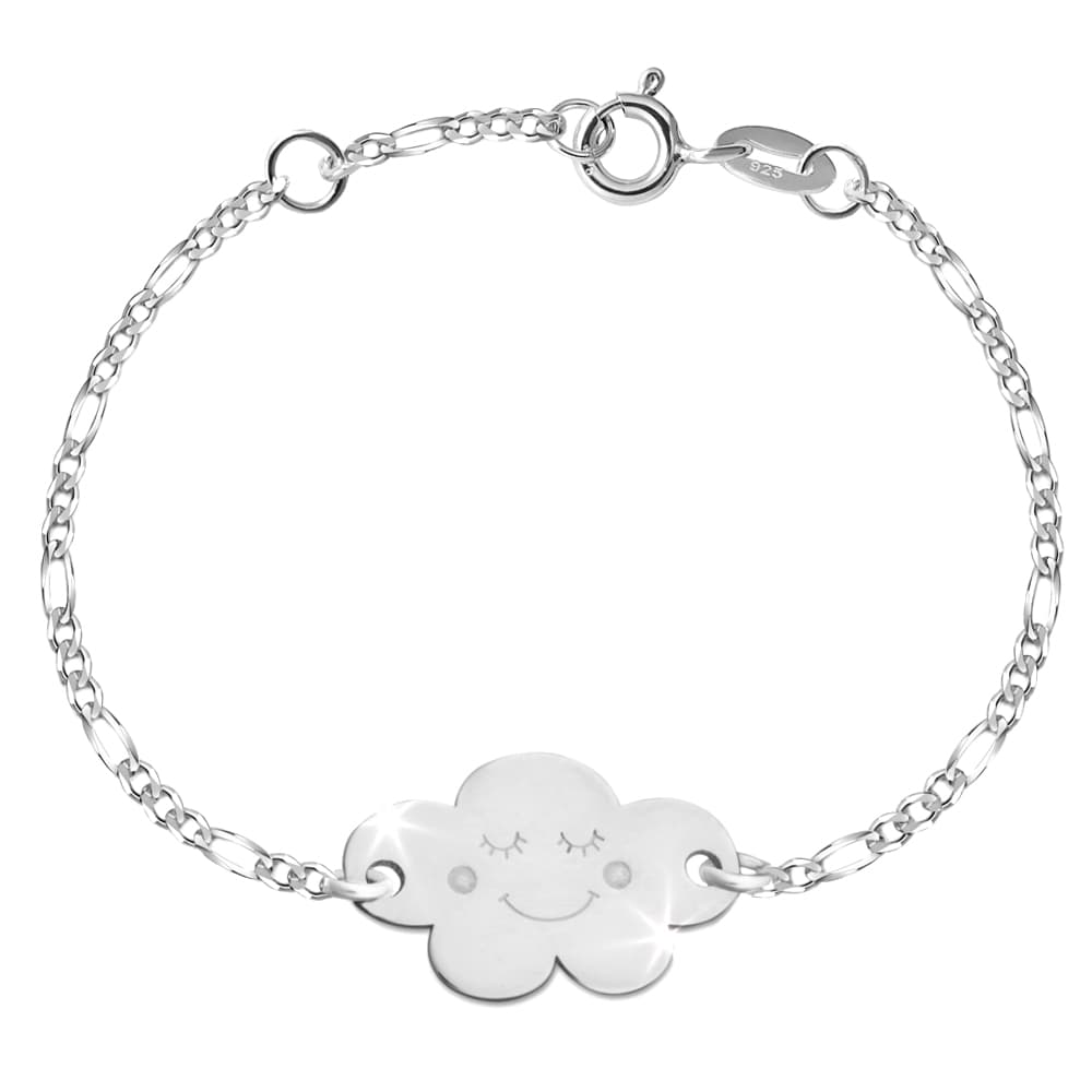 Gourmette nuage argent personnalisée - 2234