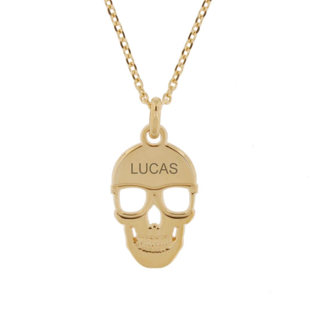 Pendentif tête de mort plaqué or personnalisé - 2344