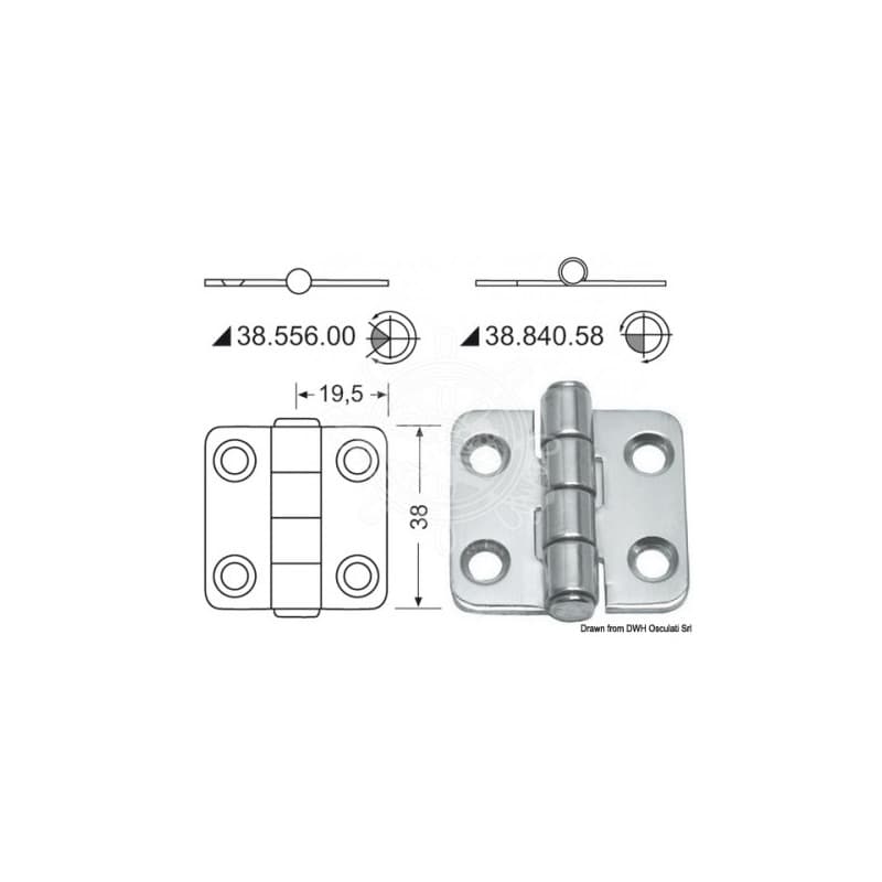 Charnières 2mm à moitié encastré
