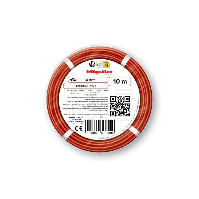 Câble électrique H07V-K Rouge 1.5mm²