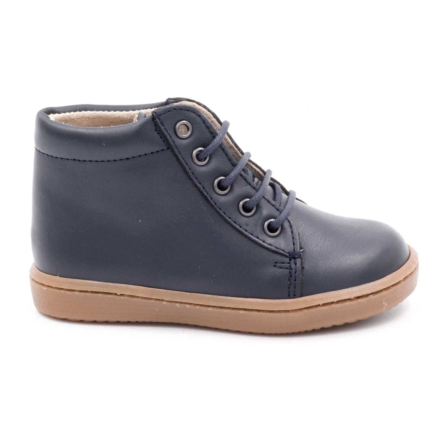 Bottines à lacets en cuir souple - Boni Regisse - 21 - Bleu Marine