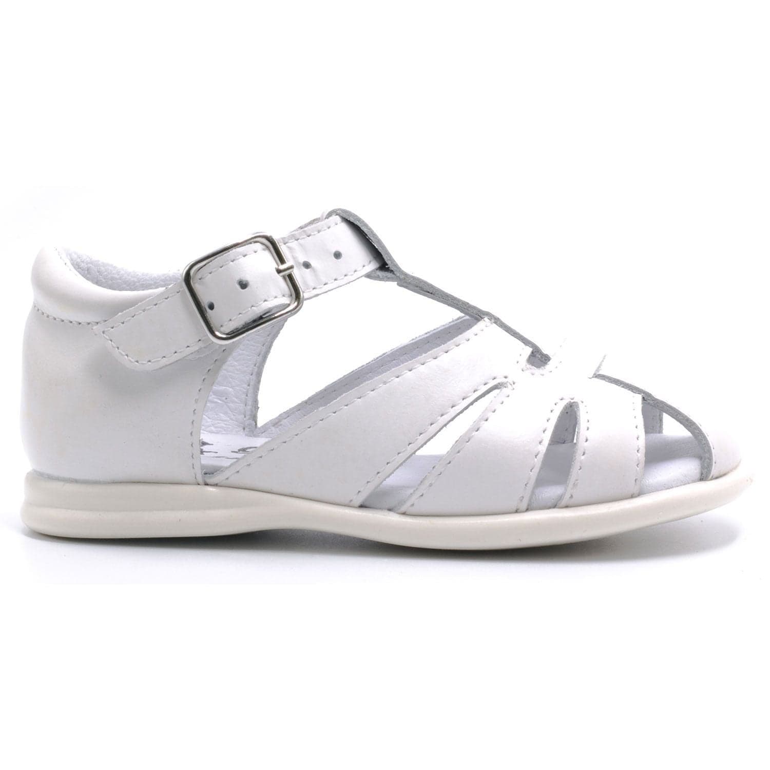 Sandales bébé en cuir blanc ou bleu marine - Boni Lou - 18 - Blanche