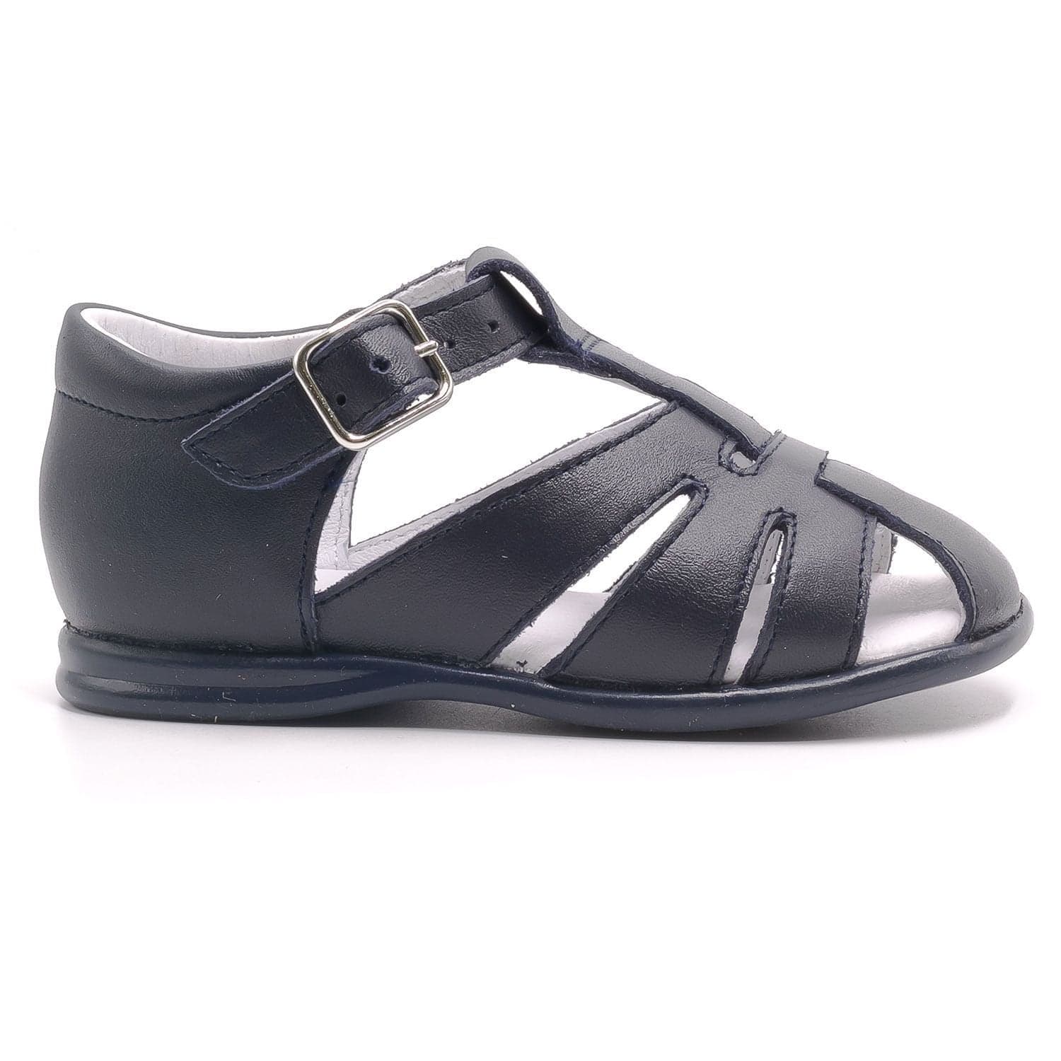 Sandales bébé en cuir blanc ou bleu marine - Boni Lou - 18 - Bleu Marine