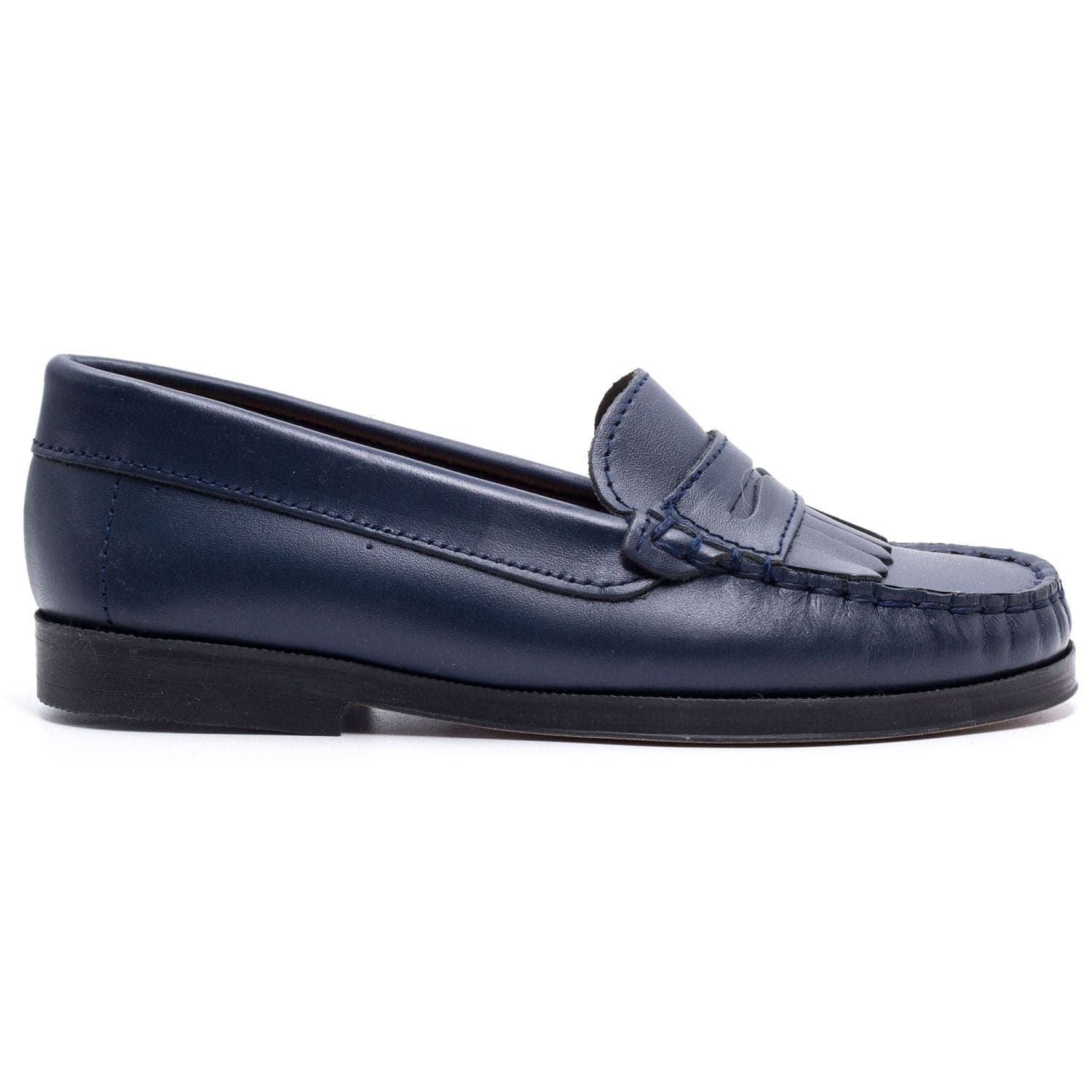 Mocassins enfant en cuir à frange - Boni LINA - 31 - Bleu Marine