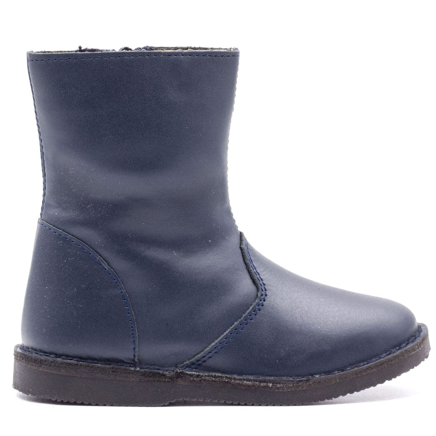 boots bébé fourrées en cuir bleu marine - Boni & Sidonie - 21 - Bleu Marine