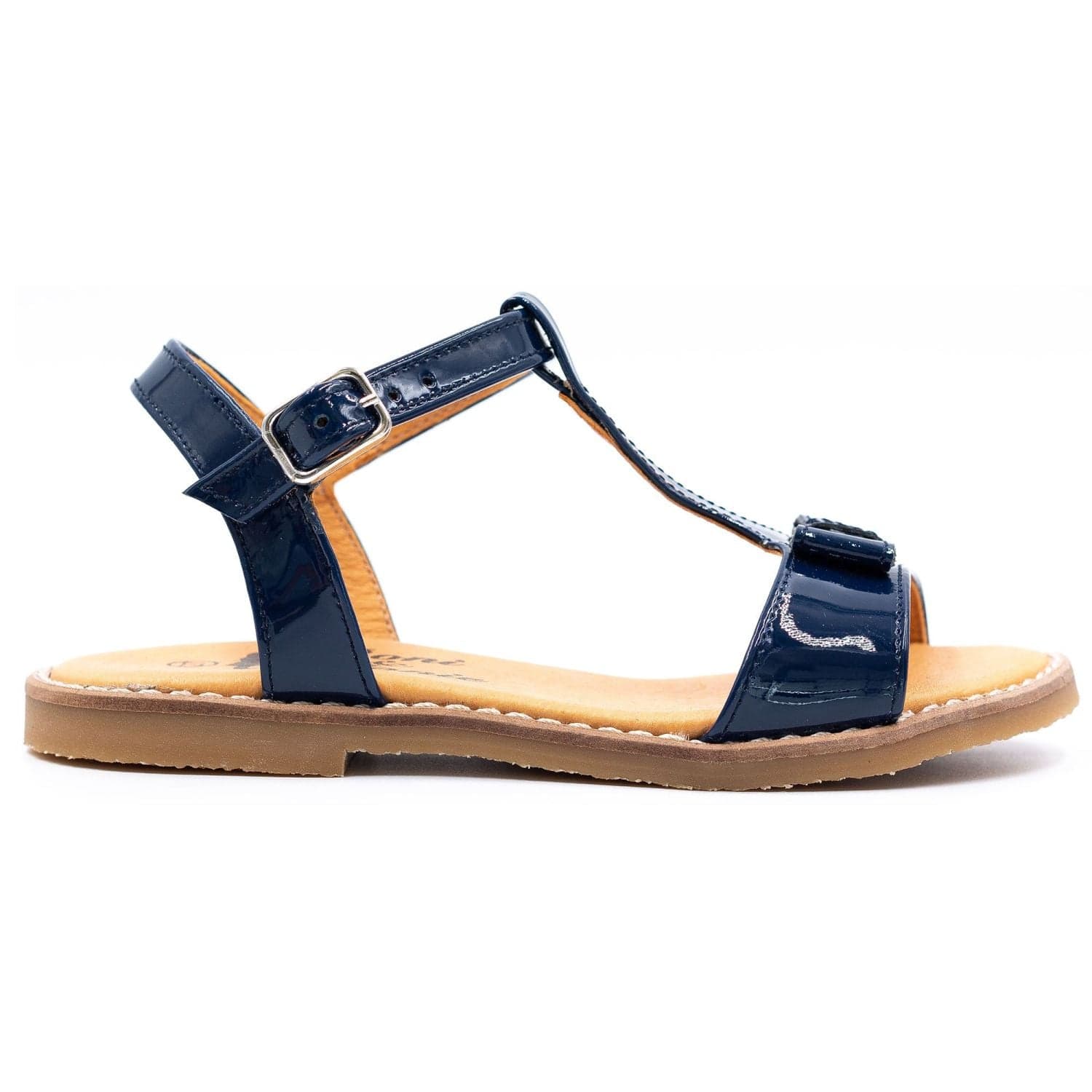 Sandale fille en cuir vernis bleu marine ou blanche - Boni Blanca - 25 - Bleu Marine