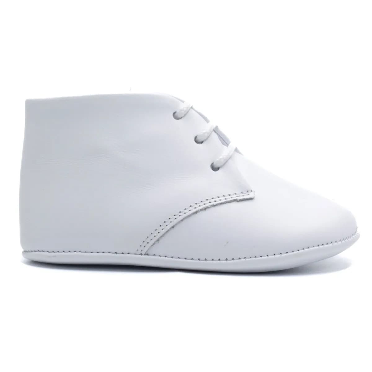 Chausson bébé en cuir souple à lacet, Boni Charles - 17 - Blanche