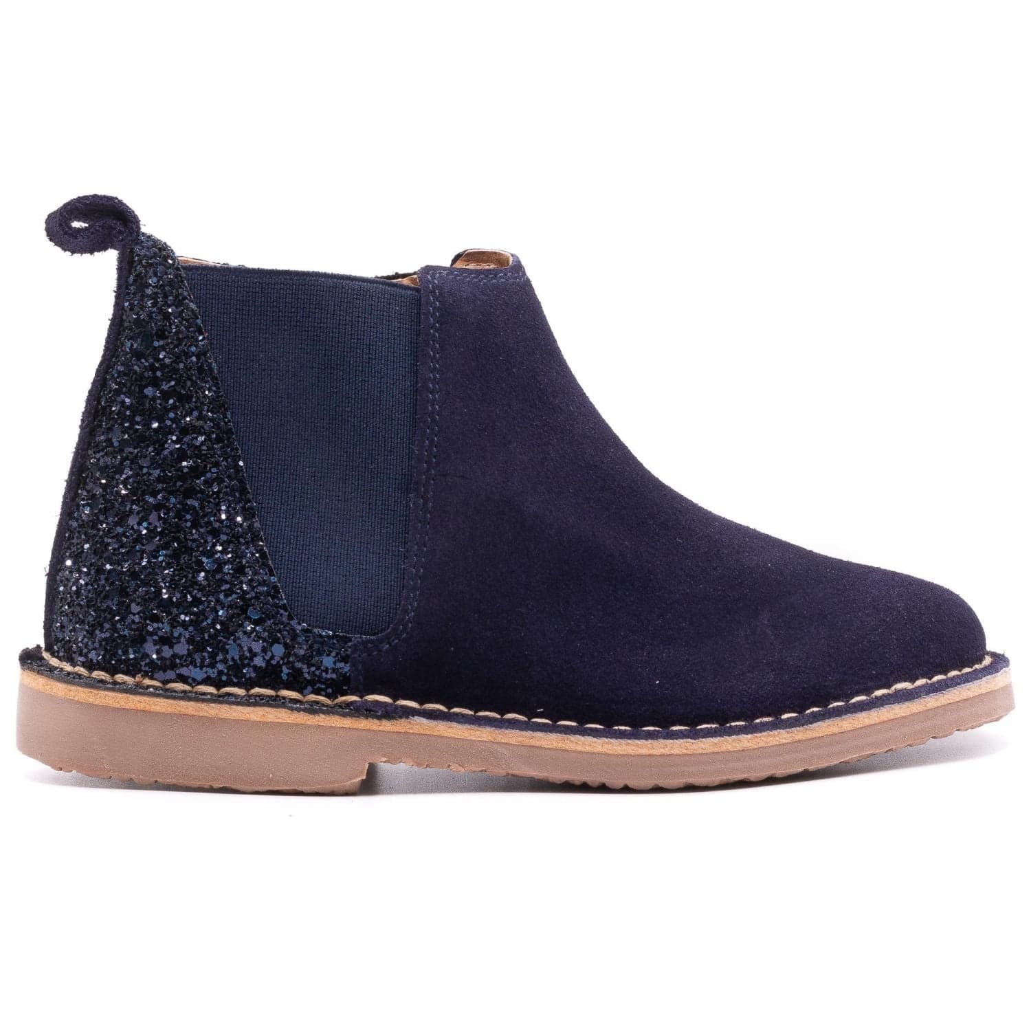 Bottines Chelsea fille daim bleu marine à paillettes – Boni Jade - 26 - Daim Bleu Marine