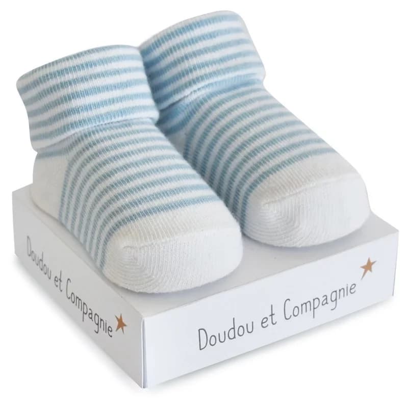 Chaussettes de naissance à rayures 0-6 mois bleu