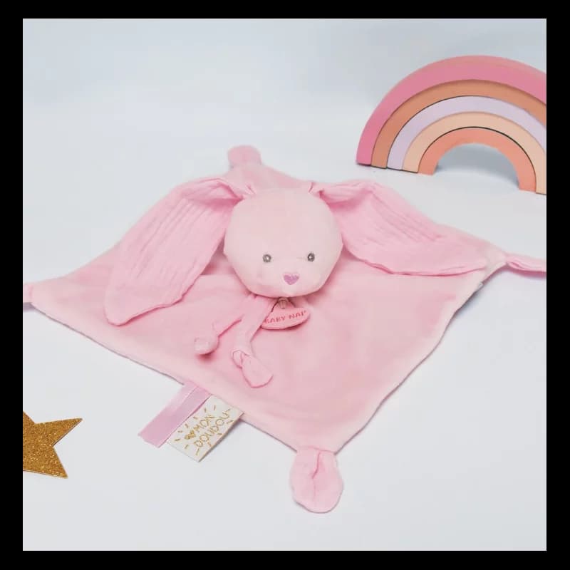 Doudou plat lapin - baby nat' rose