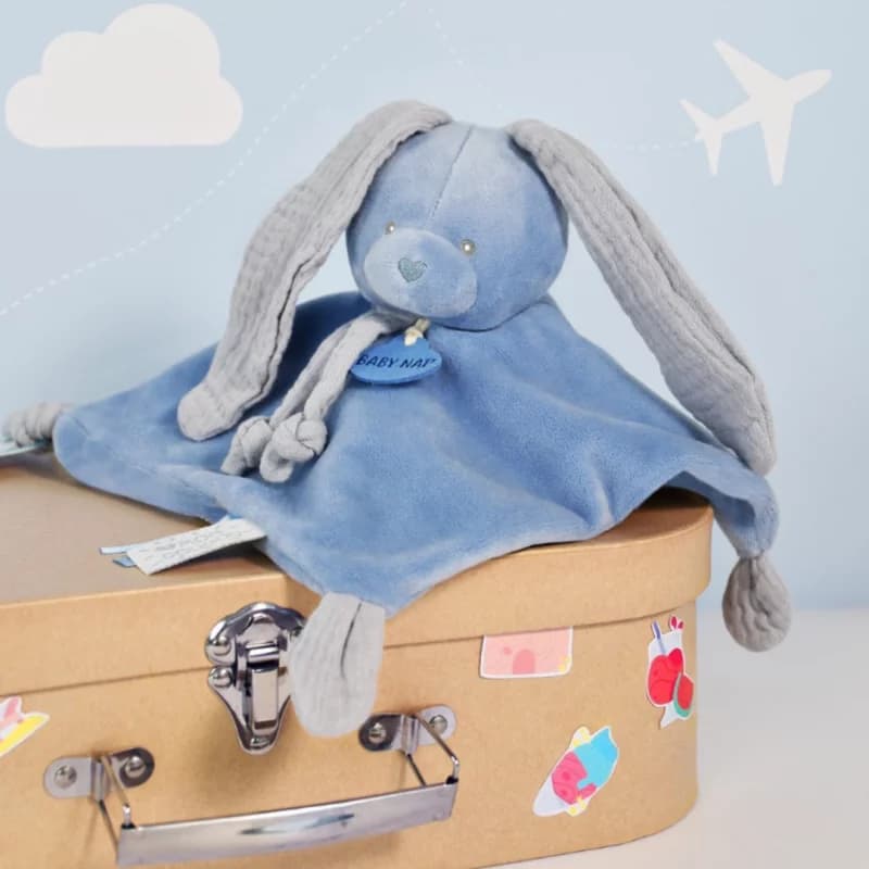 Doudou plat lapin - baby nat' bleu